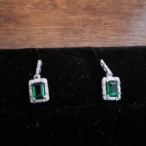 Diamond and emerald earrings